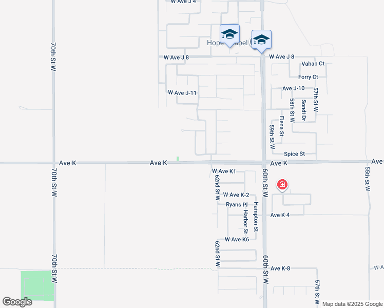 map of restaurants, bars, coffee shops, grocery stores, and more near 43623 Tahoe Way in Lancaster
