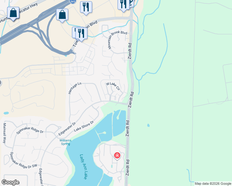 map of restaurants, bars, coffee shops, grocery stores, and more near 187 West Lake Circle in Madison