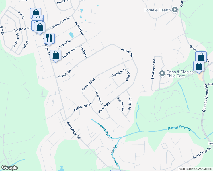 map of restaurants, bars, coffee shops, grocery stores, and more near 708 Covington Court in Hubert