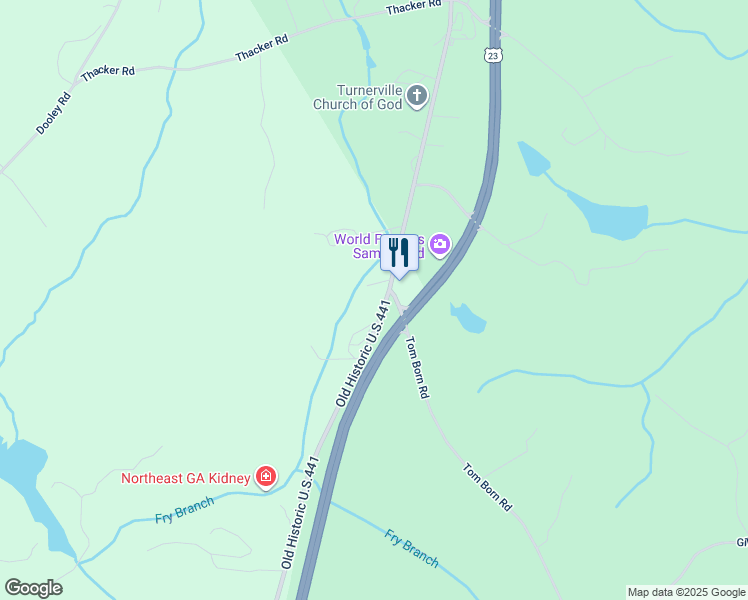 map of restaurants, bars, coffee shops, grocery stores, and more near 2449 Old Historic U.S.441 in Clarkesville