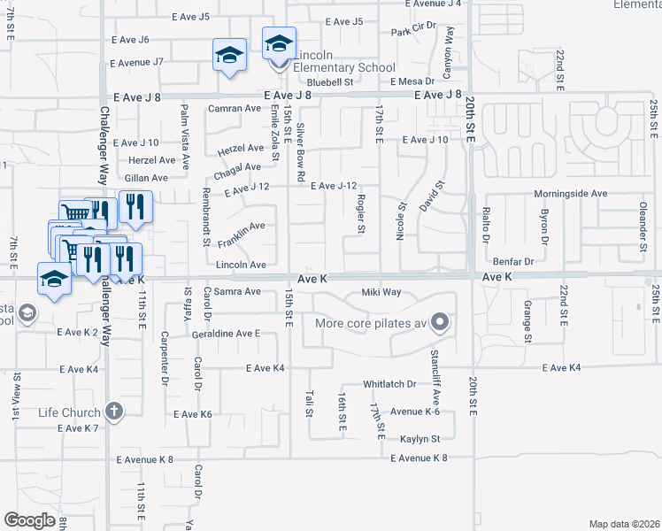 map of restaurants, bars, coffee shops, grocery stores, and more near in Hi Vista