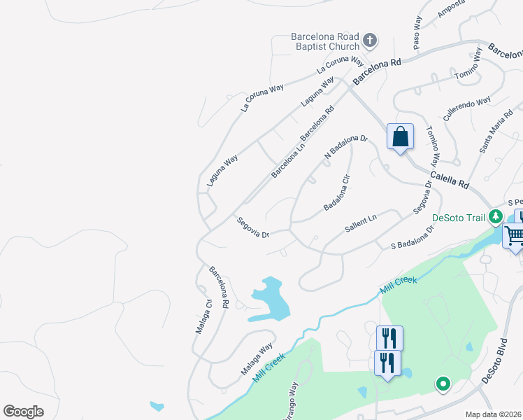 map of restaurants, bars, coffee shops, grocery stores, and more near 12 Vilafranca Lane in Hot Springs