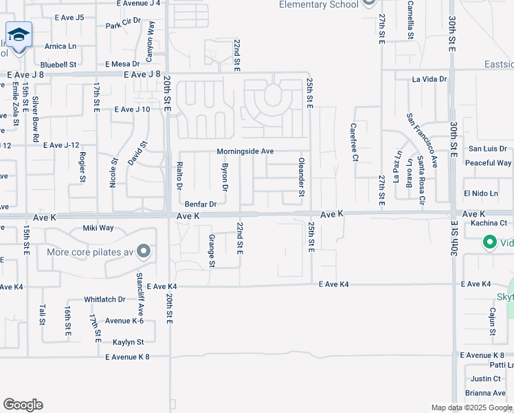 map of restaurants, bars, coffee shops, grocery stores, and more near 43612 Ponderosa Street in Lancaster