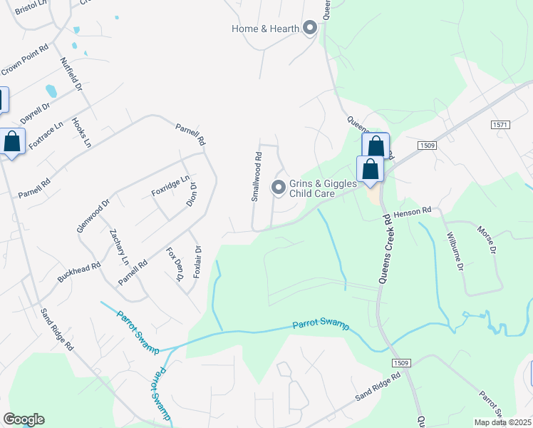 map of restaurants, bars, coffee shops, grocery stores, and more near 105 Gamble Way in Hubert