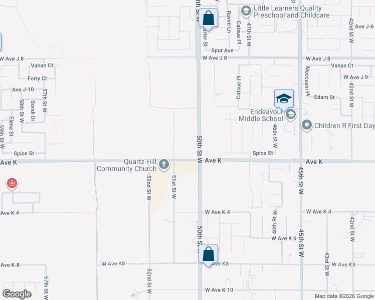 map of restaurants, bars, coffee shops, grocery stores, and more near 2 West Avenue K in Lancaster
