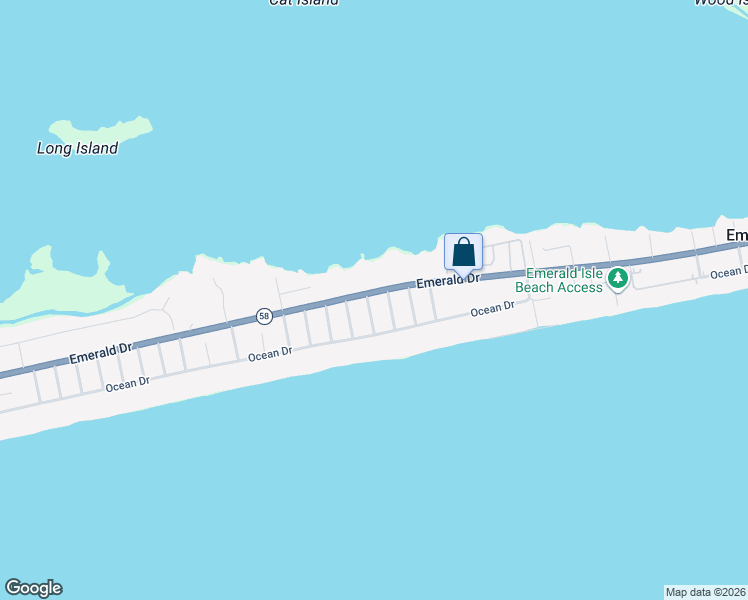 map of restaurants, bars, coffee shops, grocery stores, and more near 108 Tammy Street in Emerald Isle