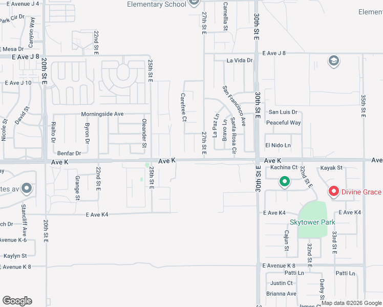 map of restaurants, bars, coffee shops, grocery stores, and more near 43611 Easy Street in Lancaster