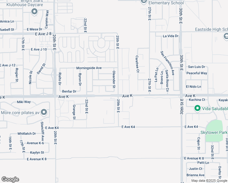map of restaurants, bars, coffee shops, grocery stores, and more near 43501 Oleander Street in Lancaster