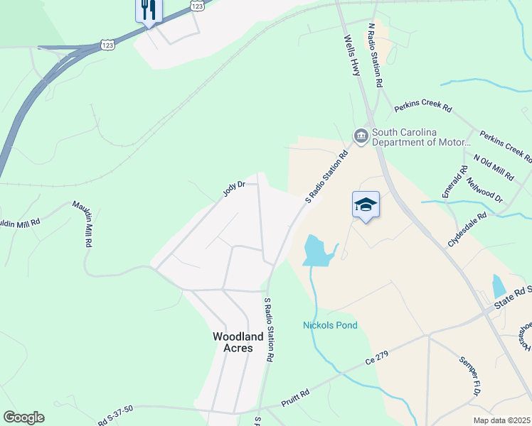 map of restaurants, bars, coffee shops, grocery stores, and more near 1014 Jody Drive in Seneca