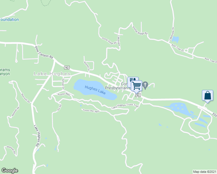 map of restaurants, bars, coffee shops, grocery stores, and more near 43684 Trail I in Lake Hughes