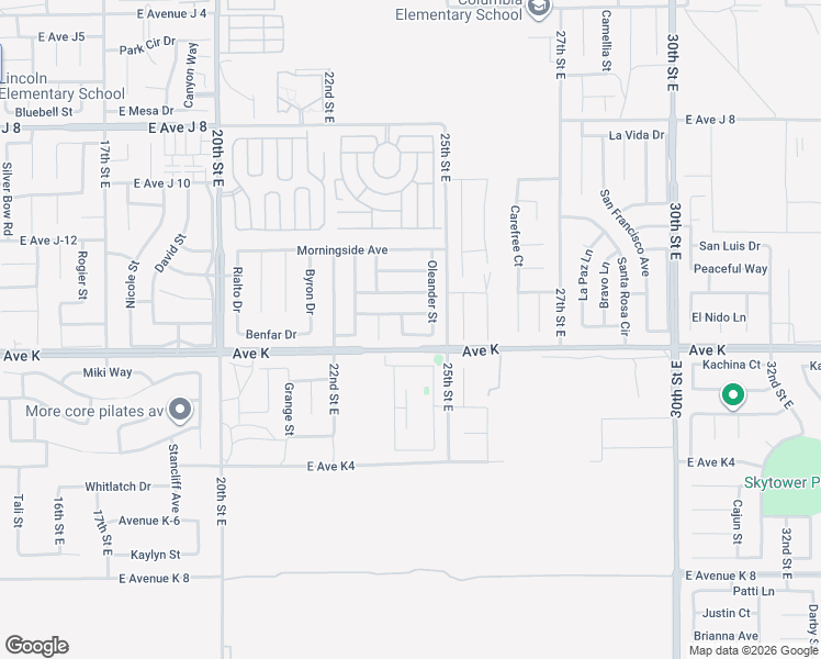 map of restaurants, bars, coffee shops, grocery stores, and more near 2325 Pecos Court in Lancaster