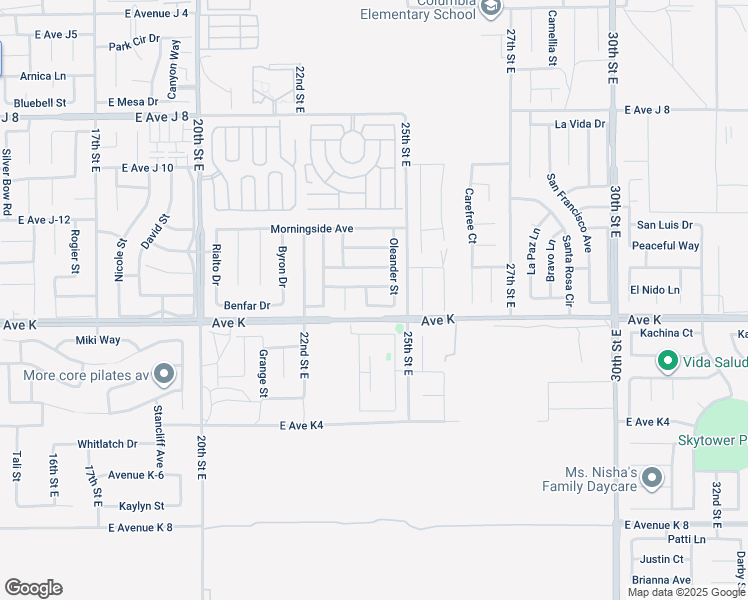map of restaurants, bars, coffee shops, grocery stores, and more near 2325 Pecos Court in Lancaster