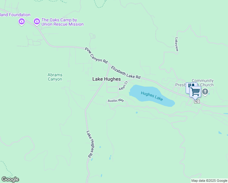 map of restaurants, bars, coffee shops, grocery stores, and more near Desswood Drive in Lake Hughes