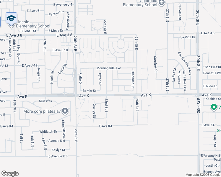 map of restaurants, bars, coffee shops, grocery stores, and more near 43612 Ponderosa Street in Lancaster