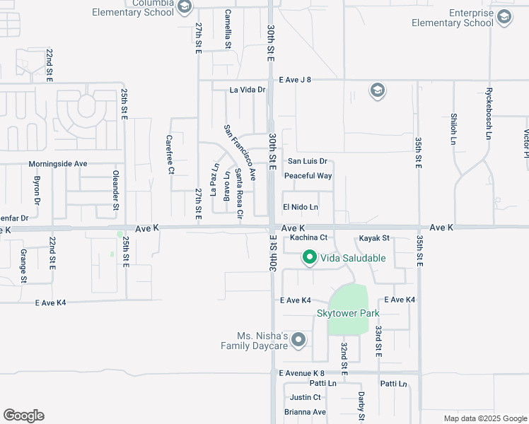 map of restaurants, bars, coffee shops, grocery stores, and more near 43623 30th Street East in Lancaster