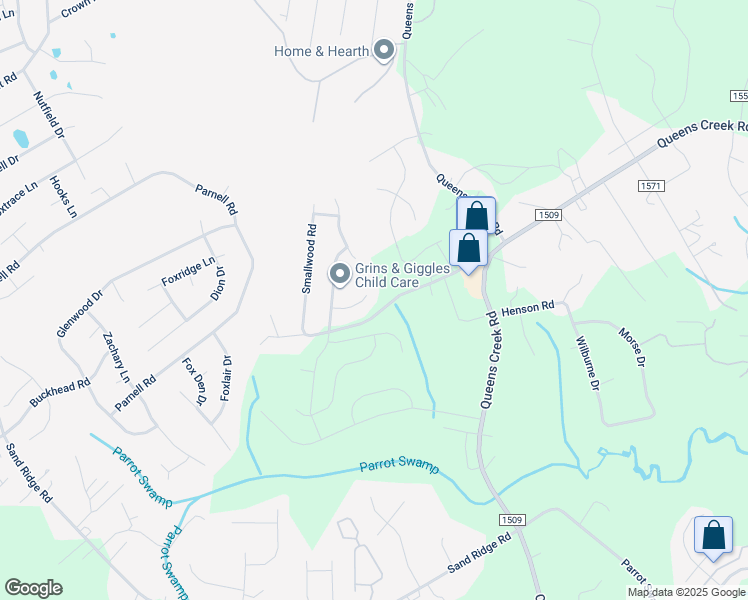 map of restaurants, bars, coffee shops, grocery stores, and more near 210 Bobwhite Road in Hubert