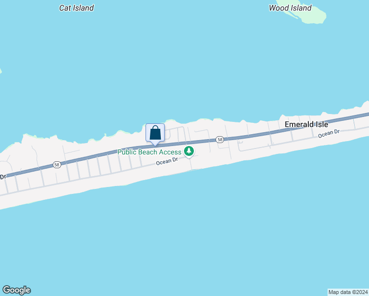 map of restaurants, bars, coffee shops, grocery stores, and more near 3100 Ocean Drive in Emerald Isle