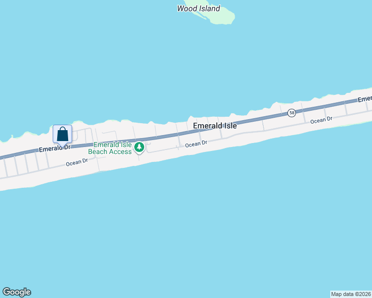 map of restaurants, bars, coffee shops, grocery stores, and more near 2408 Ocean Drive in Emerald Isle