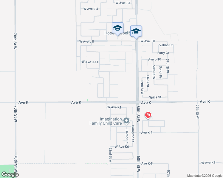 map of restaurants, bars, coffee shops, grocery stores, and more near 6147 West Avenue J15 in Lancaster