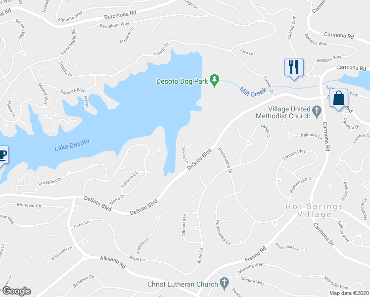 map of restaurants, bars, coffee shops, grocery stores, and more near 9 Marin Lane in Hot Springs Village