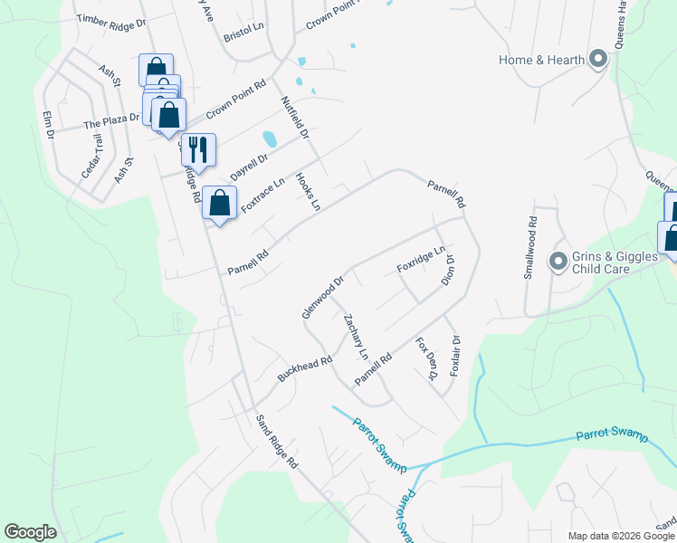map of restaurants, bars, coffee shops, grocery stores, and more near 137 Glenwood Drive in Hubert