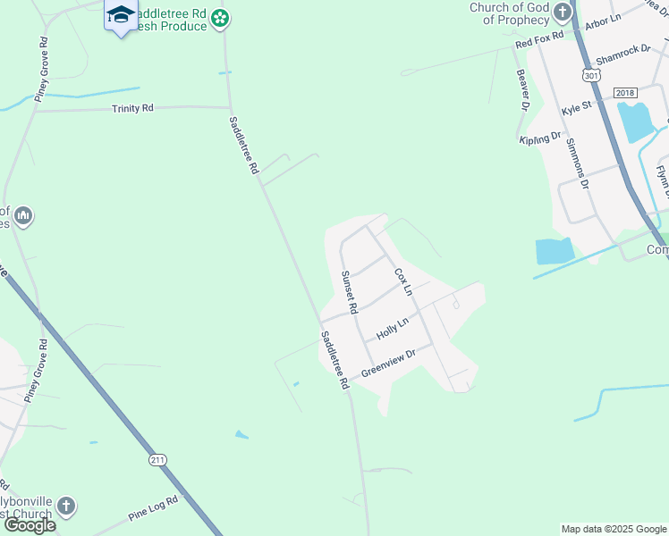 map of restaurants, bars, coffee shops, grocery stores, and more near 321 Sunset Road in Lumberton