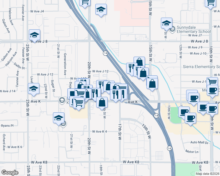 map of restaurants, bars, coffee shops, grocery stores, and more near in Lancaster