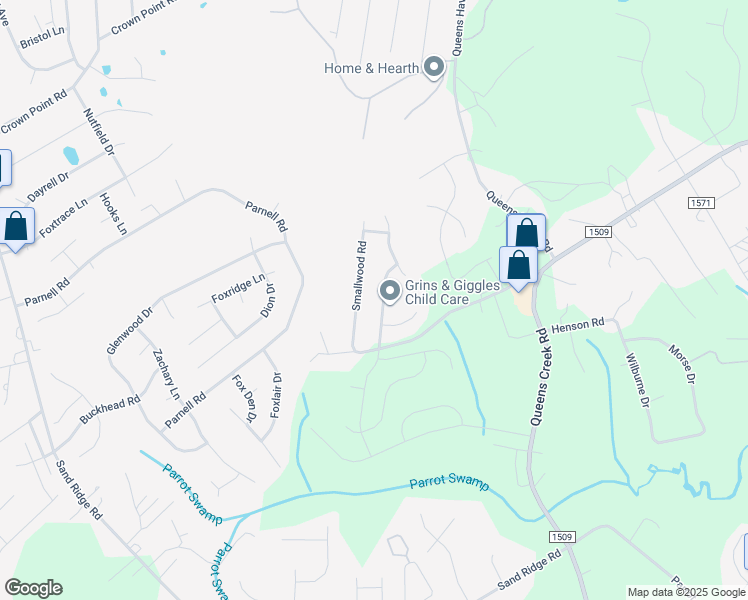 map of restaurants, bars, coffee shops, grocery stores, and more near 114 Gamble Way in Hubert