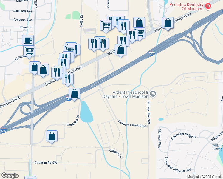map of restaurants, bars, coffee shops, grocery stores, and more near 350 Lime Quarry Road in Madison