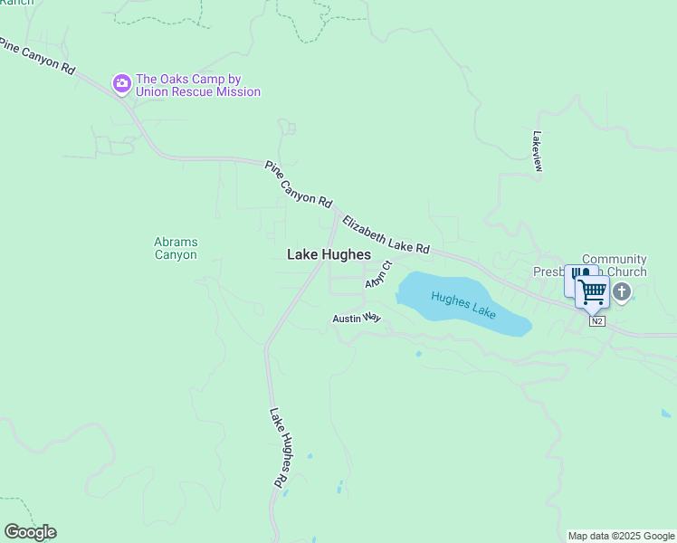 map of restaurants, bars, coffee shops, grocery stores, and more near 18133 Ellstree Drive in Lake Hughes