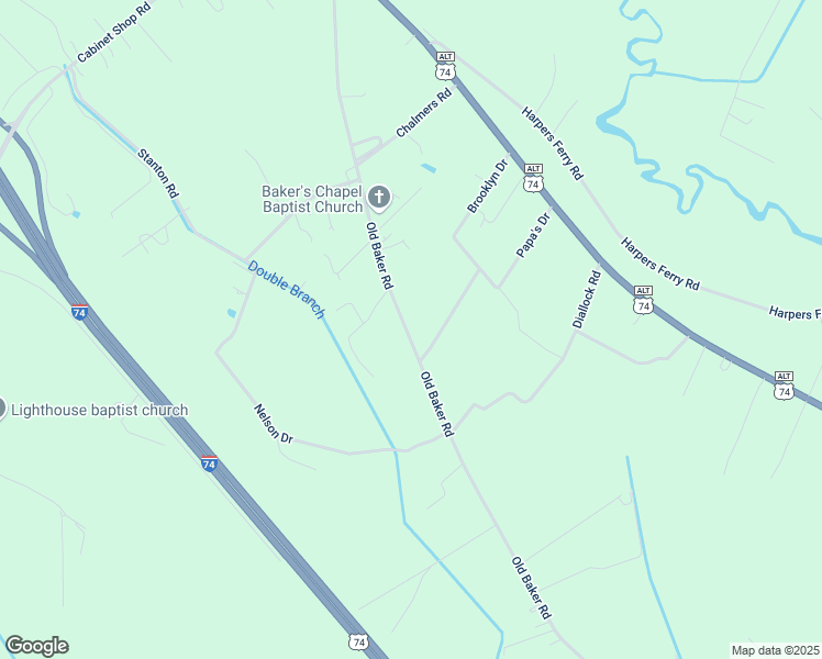 map of restaurants, bars, coffee shops, grocery stores, and more near 218 Simpson Road in Maxton