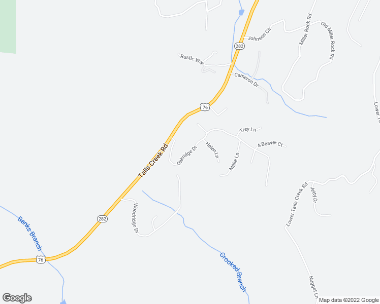 map of restaurants, bars, coffee shops, grocery stores, and more near Oakridge Drive in Gilmer County