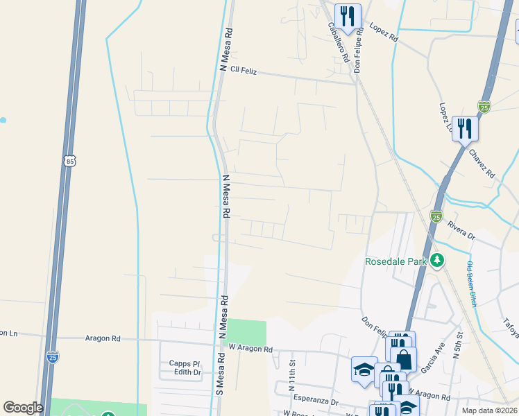 map of restaurants, bars, coffee shops, grocery stores, and more near Vista De Colores in Belen