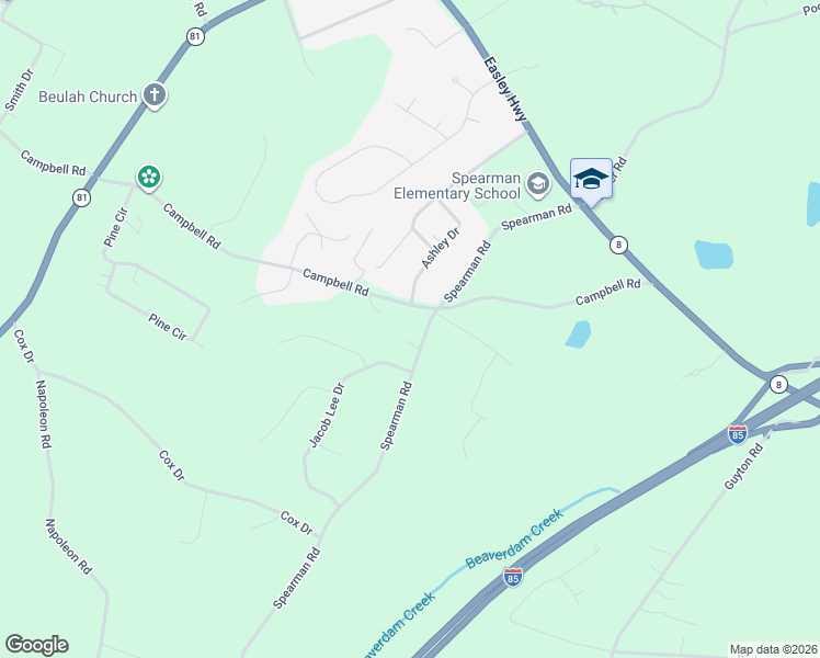 map of restaurants, bars, coffee shops, grocery stores, and more near 203 Spearman Road in Pelzer