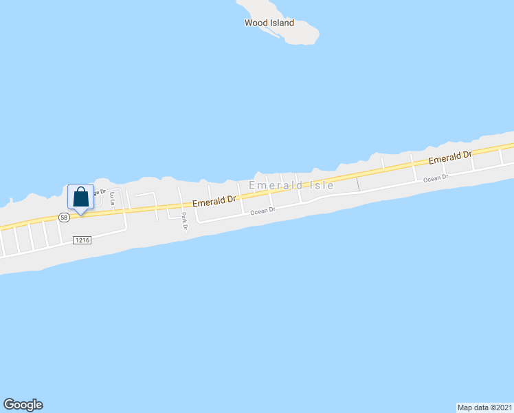 map of restaurants, bars, coffee shops, grocery stores, and more near 2408 Ocean Drive in Emerald Isle