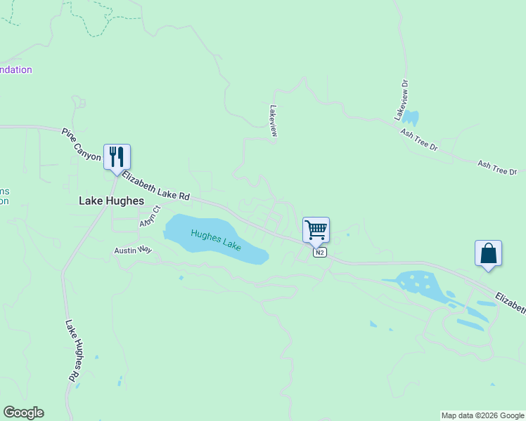 map of restaurants, bars, coffee shops, grocery stores, and more near 17713 Valley Trail in Lake Hughes