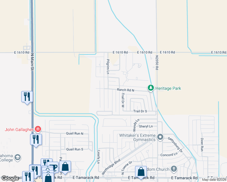 map of restaurants, bars, coffee shops, grocery stores, and more near 3617 Kings Way in Altus