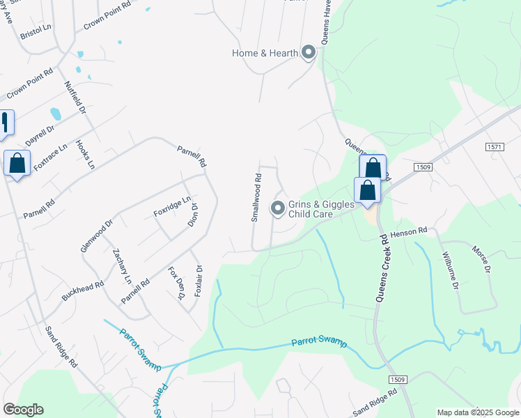 map of restaurants, bars, coffee shops, grocery stores, and more near 240 Smallwood Road in Hubert