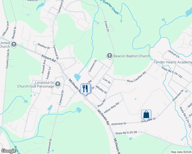 map of restaurants, bars, coffee shops, grocery stores, and more near 2097 Athena Road in Lancaster