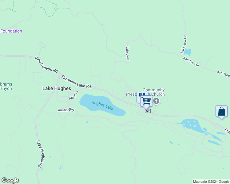 map of restaurants, bars, coffee shops, grocery stores, and more near Grand View Trail in Lake Hughes