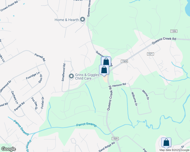 map of restaurants, bars, coffee shops, grocery stores, and more near 132 Smallwood Road in Hubert