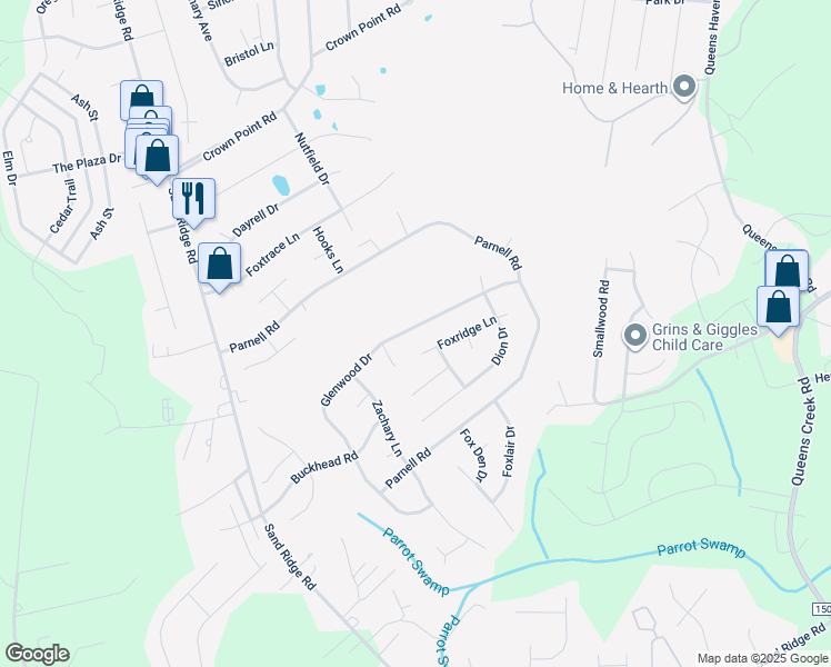 map of restaurants, bars, coffee shops, grocery stores, and more near 148 Glenwood Drive in Hubert