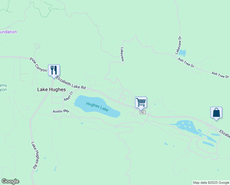 map of restaurants, bars, coffee shops, grocery stores, and more near Grand View Trail in Lake Hughes