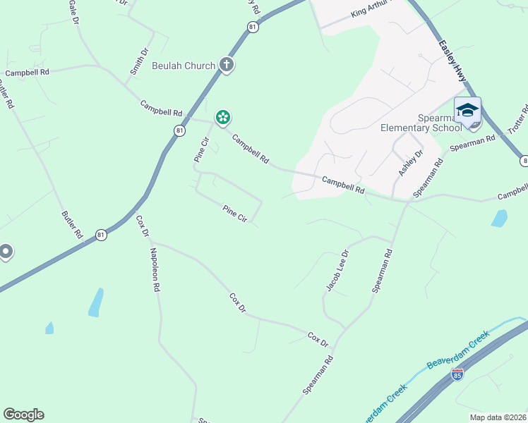 map of restaurants, bars, coffee shops, grocery stores, and more near 138 Pine Circle in Pelzer