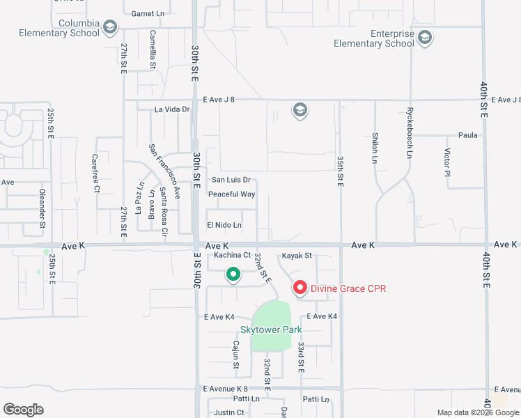 map of restaurants, bars, coffee shops, grocery stores, and more near 43660 32nd Street East in Lancaster