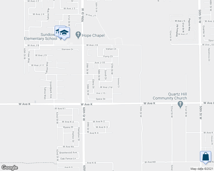 map of restaurants, bars, coffee shops, grocery stores, and more near 5739 West Avenue J14 in Lancaster