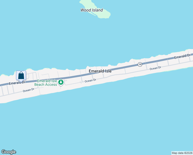 map of restaurants, bars, coffee shops, grocery stores, and more near 2310 Ocean Drive in Emerald Isle