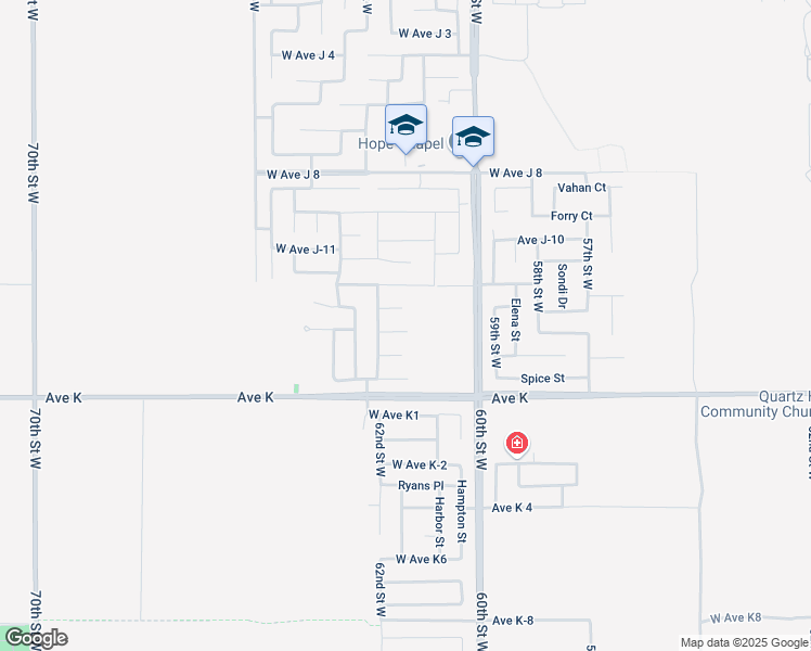 map of restaurants, bars, coffee shops, grocery stores, and more near 6121 West Avenue J14 in Lancaster