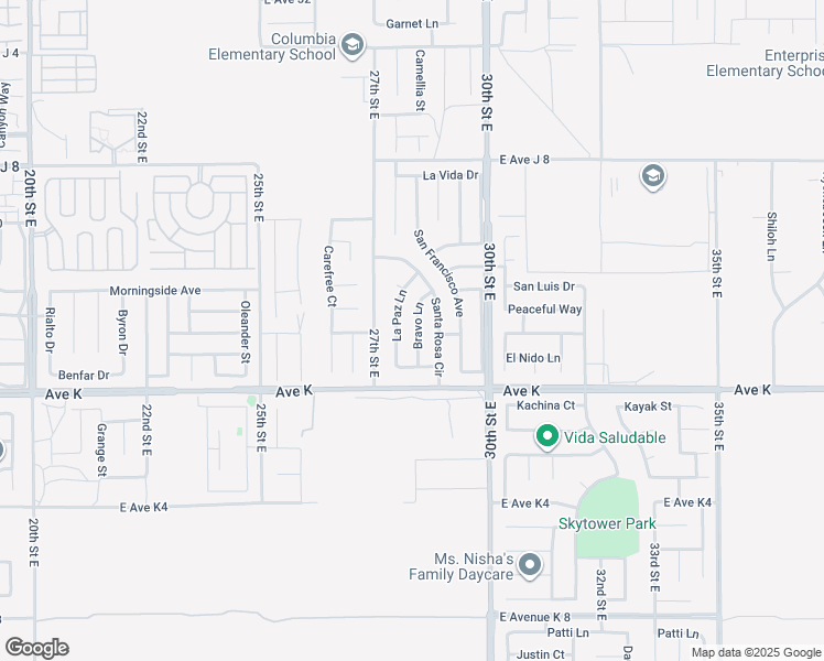 map of restaurants, bars, coffee shops, grocery stores, and more near 43661 Bravo Lane in Lancaster