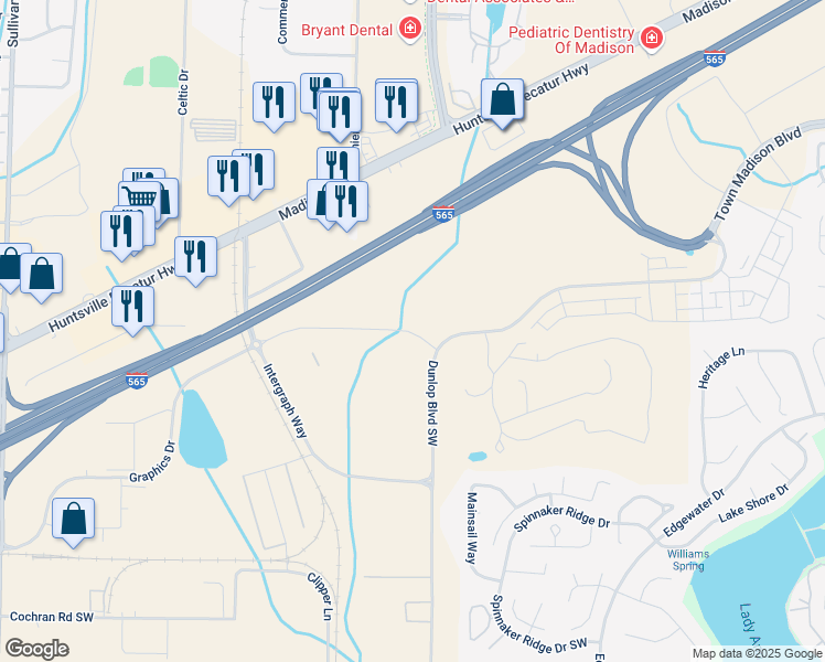 map of restaurants, bars, coffee shops, grocery stores, and more near 551 Lime Quarry Road in Madison